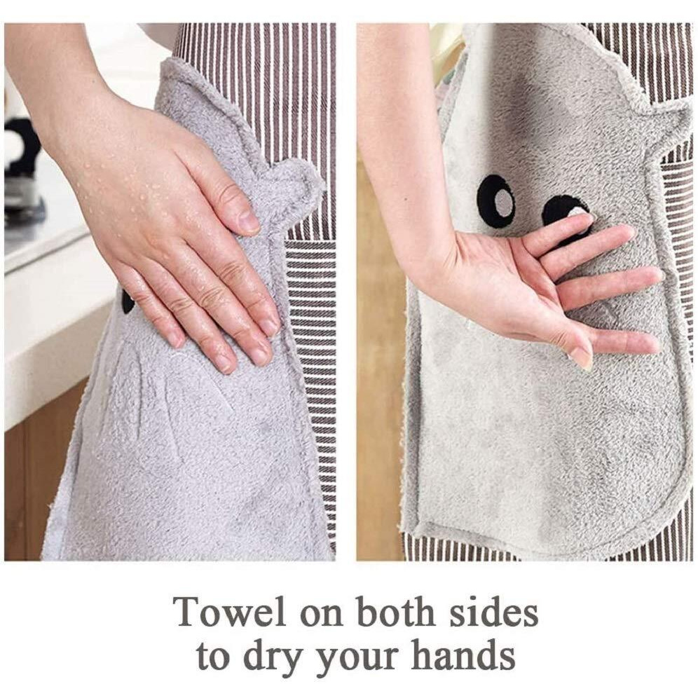Yanci Wiping Hands Apron, Adjustable Bib Waterproof Velvet Stitched Apron With Pockets Cooking Kitchen Chef Women Aprons For Home Kitchen, Restaurant, Coffee House (Brown)