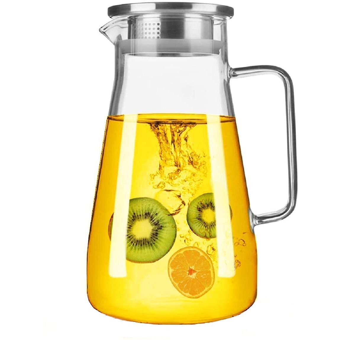 Vilon Premium Borosilicate Glass Water Jug  1.8 Ltr, Transparent Hot & Cold Water Pitcher With Lid, Iced Tea, Milk, Juice & Lemonade Beverage Carafe, 1.80L, Durable Glass Jug For Home & Parties