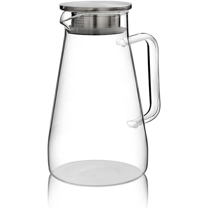 Vilon Premium Borosilicate Glass Water Jug  1.8 Ltr, Transparent Hot & Cold Water Pitcher With Lid, Iced Tea, Milk, Juice & Lemonade Beverage Carafe, 1.80L, Durable Glass Jug For Home & Parties