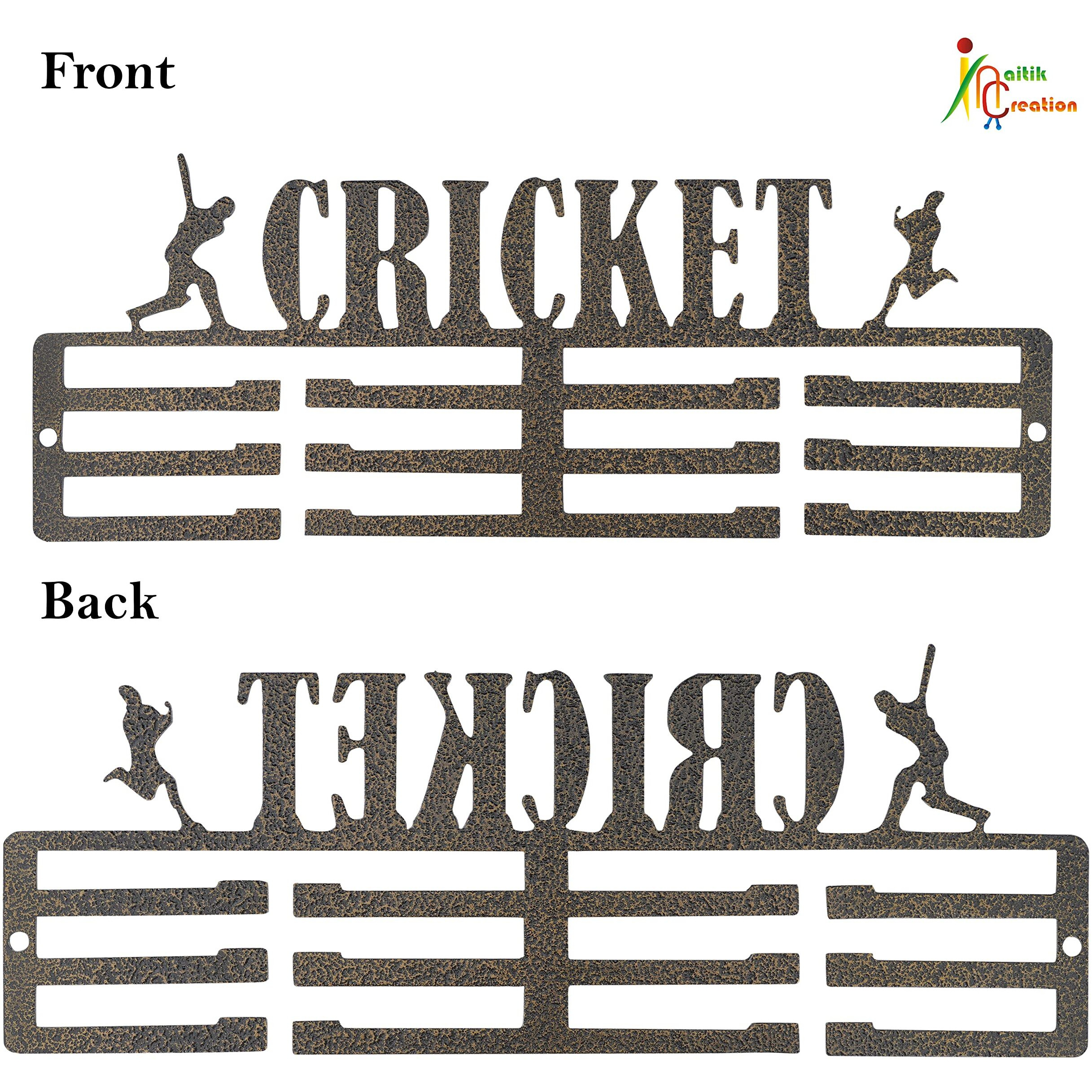 Naitik Creation Premium Antique Golden Medal Hanger For Wall  Sturdy Medal Holder Display, Holds Up To 40 Medals For Achievements, Runners, Athletes & Champions (Cricket)