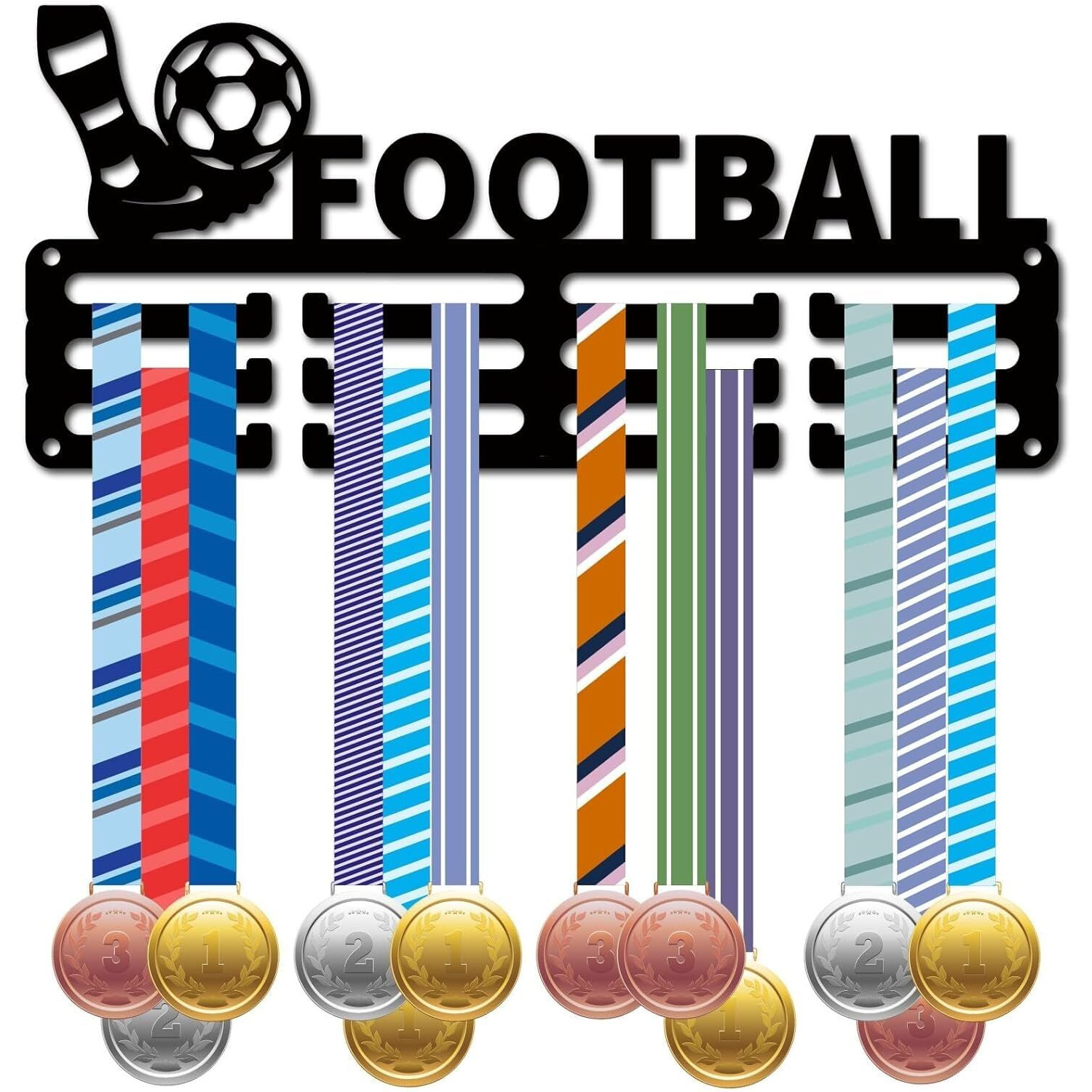 Naitik Creation Medal Hangers For Wall | Display Medal Holder Hanger - Holds Up To 50-60 Medals, Sports Wall Display, Premium Antique Golden Finish (Football)