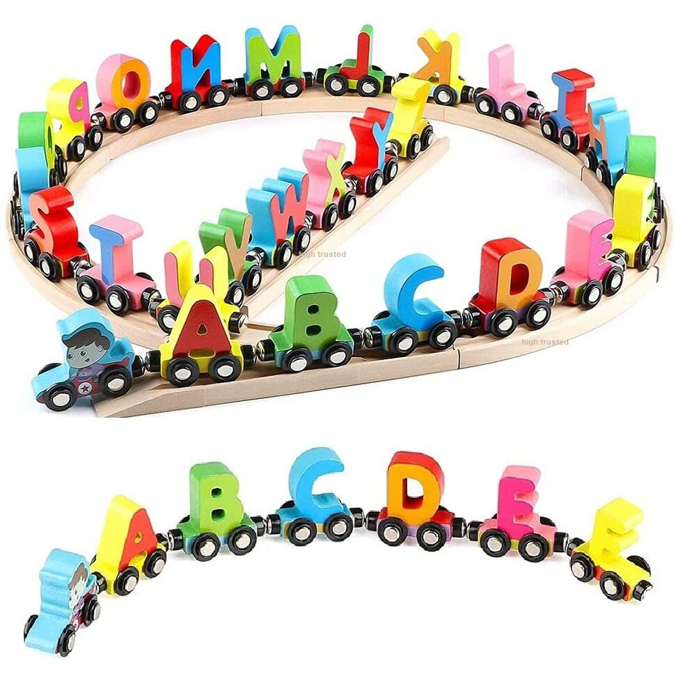High Trusted Stylish 26 Alphabets Wooden Magnetic Train Toys Alphabet Abcd Letters For Toddlers Includes 1 Engine Train For Educational Toys Best Gift Your Kids