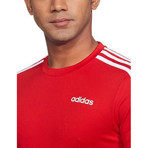 Adidas Men Polyester Classic 3S Tee,Sports T-Shirts,Scarle , Small