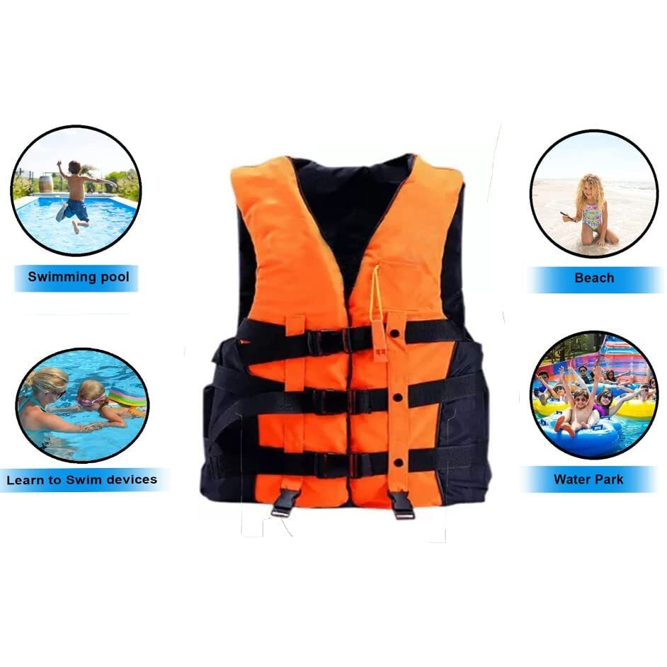 Delavala Professional Life Jacket Adult (Pack Of 2 Pcs) Upto 120 Kg Swim Boating Vest Life Jacket Snorkeling Floating Swimming Surfing Water Sports Life Saving Jacket Water Sport (Orange-2Pcs)