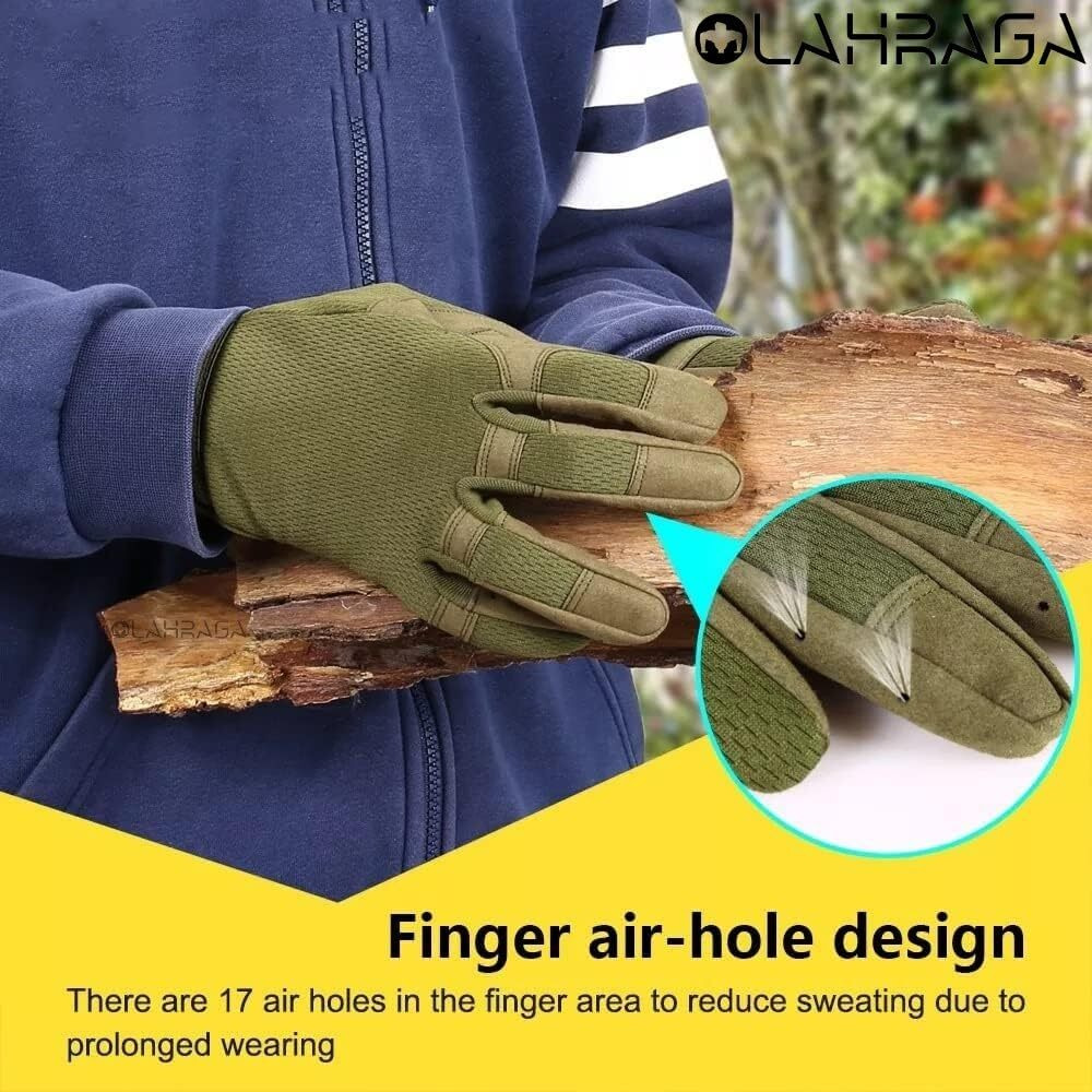 Olahraga Nylon Breathable Tactical Outdoor Sports Full Finger Gloves For Riding Climbing Hiking Cycling (Green)