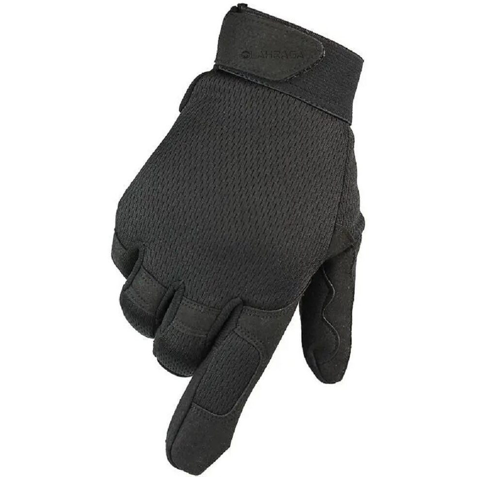 Olahraga Nylon Breathable Tactical Outdoor Sports Full Finger Gloves For Riding Climbing Hiking Cycling (Black)