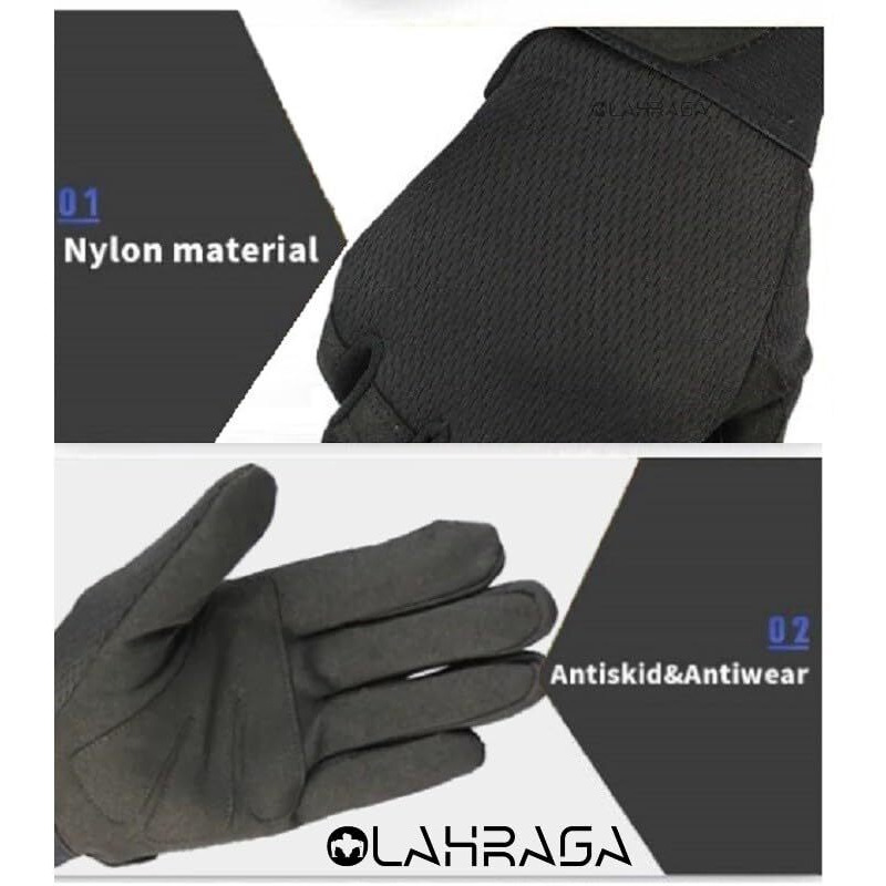 Olahraga Nylon Breathable Tactical Outdoor Sports Full Finger Gloves For Riding Climbing Hiking Cycling (Black)
