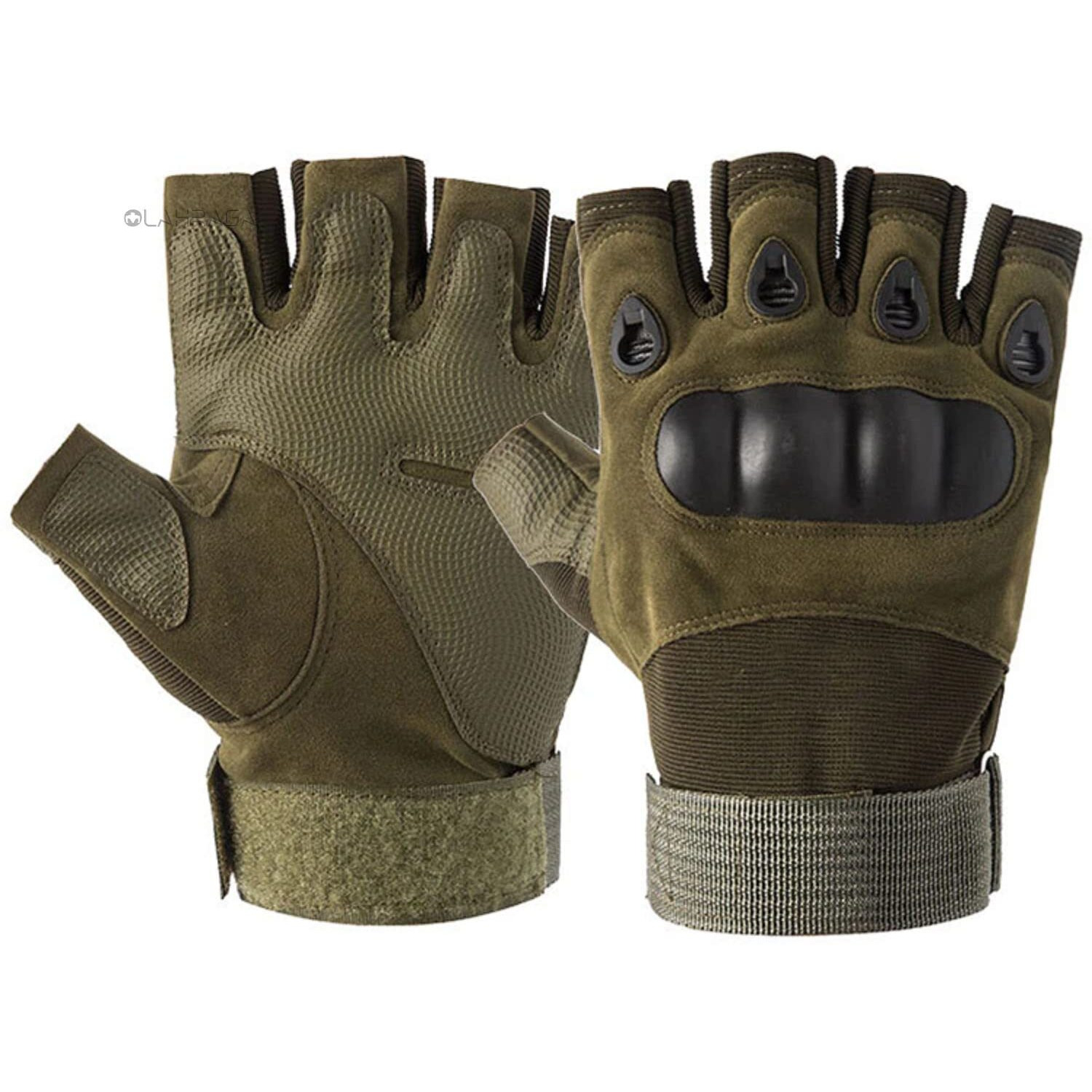 Olahraga Nylon Finger Less Breathable Cycling Gloves For Tactical Outdoor Sports, Gyms And Fitness (Green)