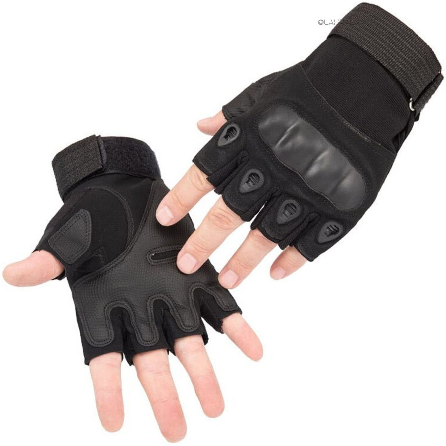 Olahraga Finger Less Breathable Cycling Nylon Gloves For Tactical Outdoor Sports, Gyms And Fitness (Black)
