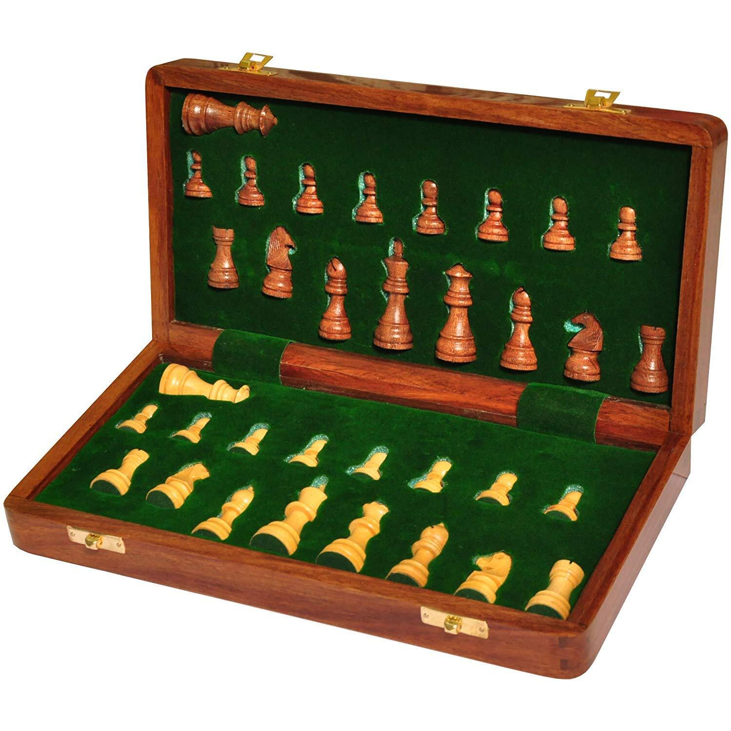 Palm Royal Handicrafts Kid Wooden Folding Handmade Chess Board Set With Magnetic Pieces With Extra Queen, 2 Players | 12.5X12.5 Inches |Multicolored