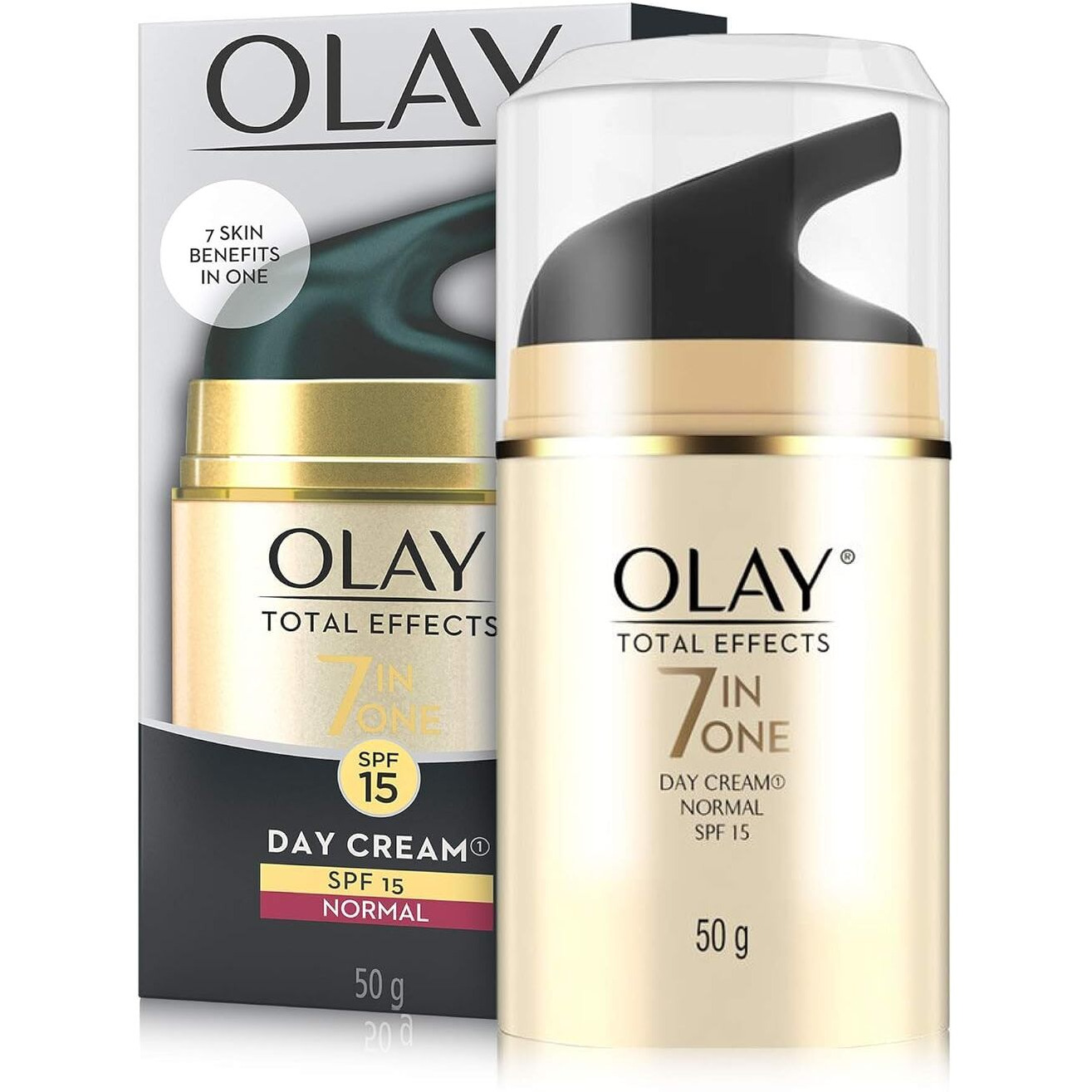 Olay Total Effects Anti Ageing Skin Cream (Moisturizer)| Fights 7 Signs Of Ageing | With Niacinamide And Green Tea Extracts | Normal, Oily, Dry, Combination Skin | 50G (Normal Spf15)