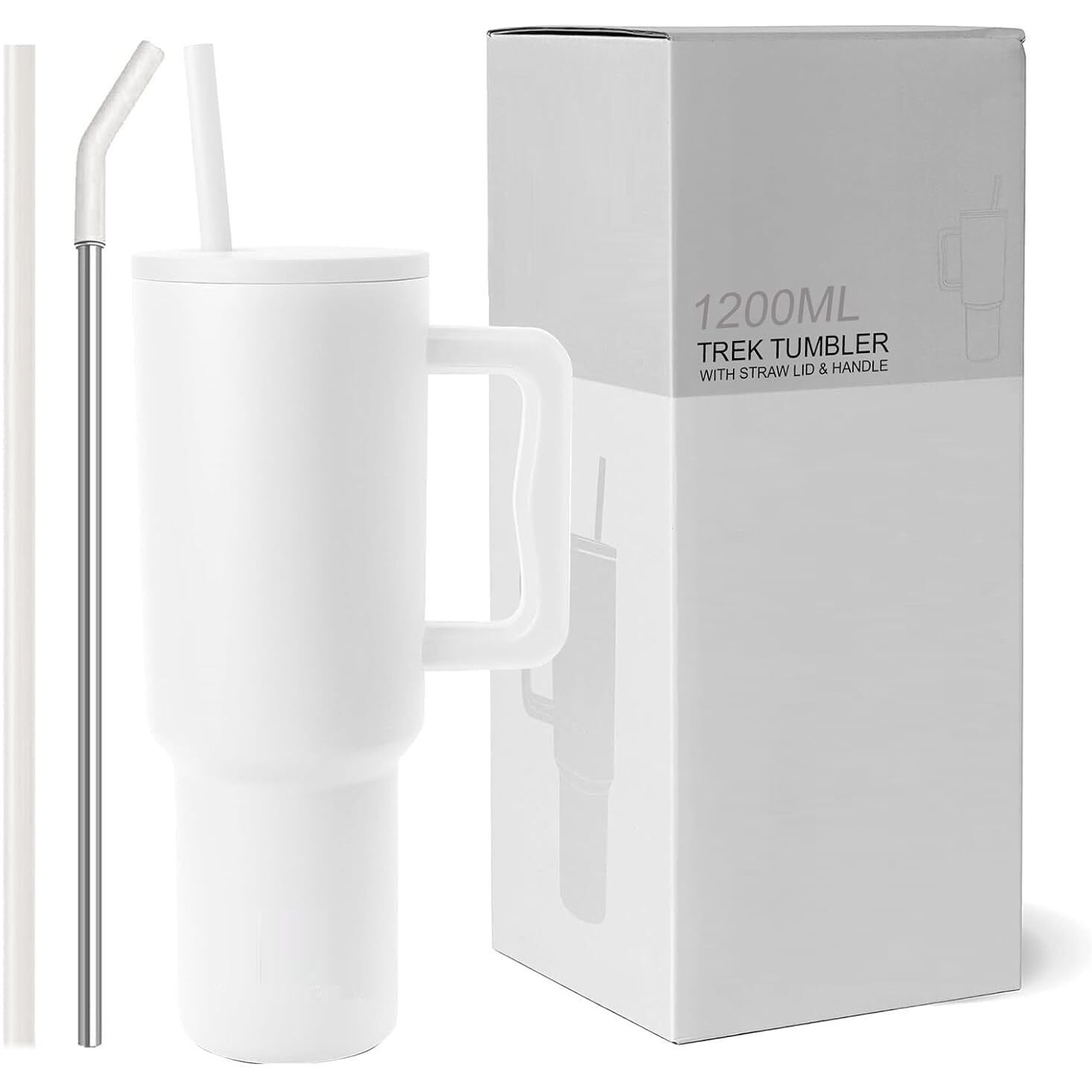 Cynvexa Tumbler With Lid And Straw 1200Ml Cup Stainless Steel Vacuum Insulated Tumbler For Water, Iced Tea Or Coffee 1.2L Office Gym Travelling (40 - Oz - Coconut Cloud)