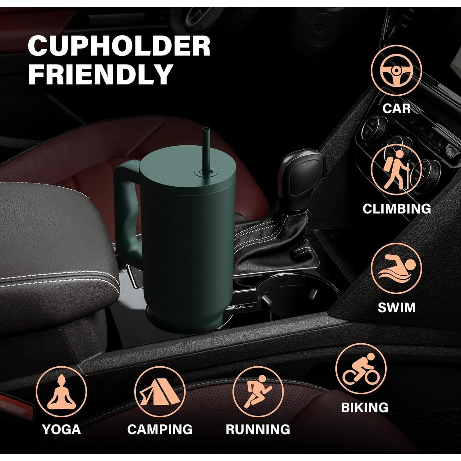 Cynvexa Tumbler With Lid And Straw 1200Ml Cup Stainless Steel Vacuum Insulated Tumbler For Water, Iced Tea Or Coffee 1.2L Office Gym Travelling (40 - Oz - Forest)