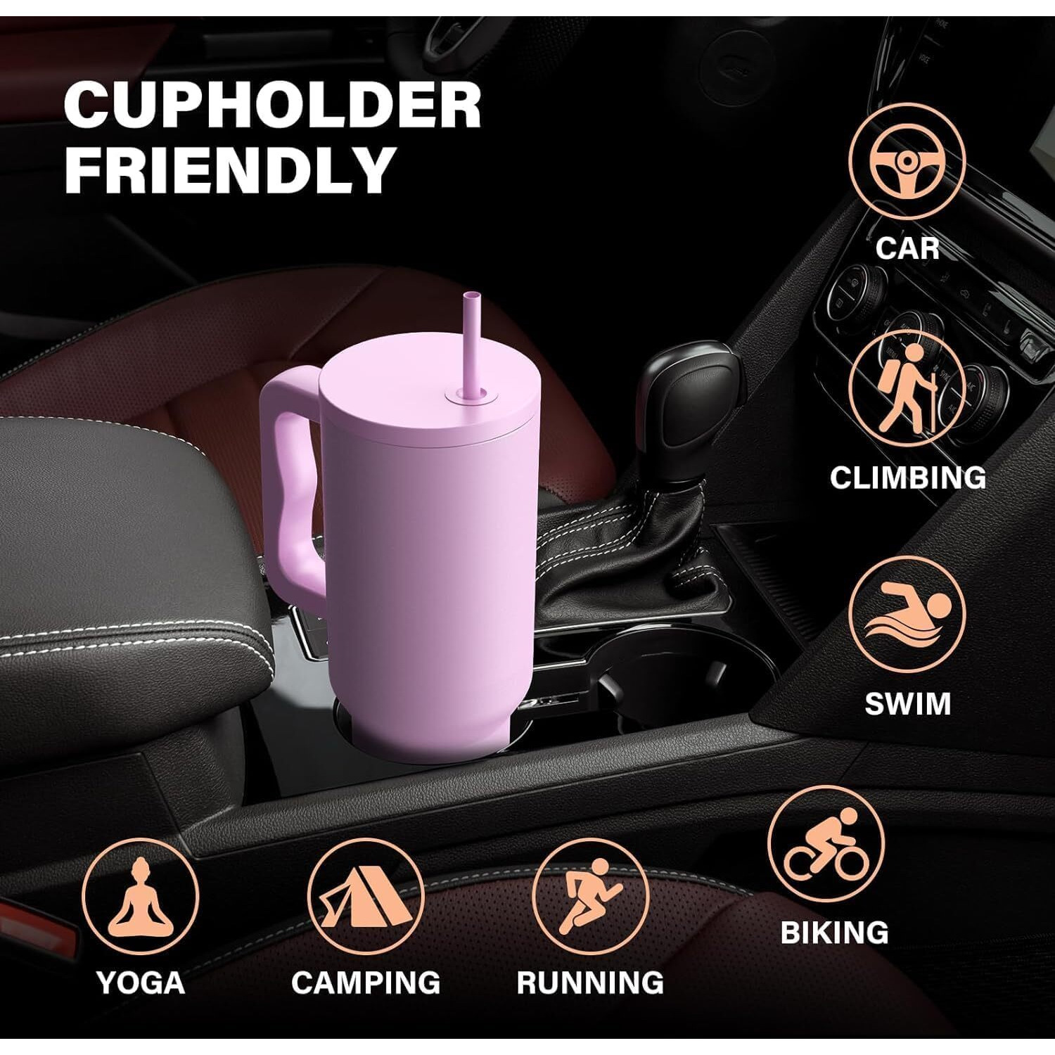 Cynvexa Tumbler With Lid And Straw 1200Ml Cup Stainless Steel Vacuum Insulated Tumbler For Water, Iced Tea Or Coffee 1.2L Office Gym Travelling (40 - Oz - Lavender Mist)