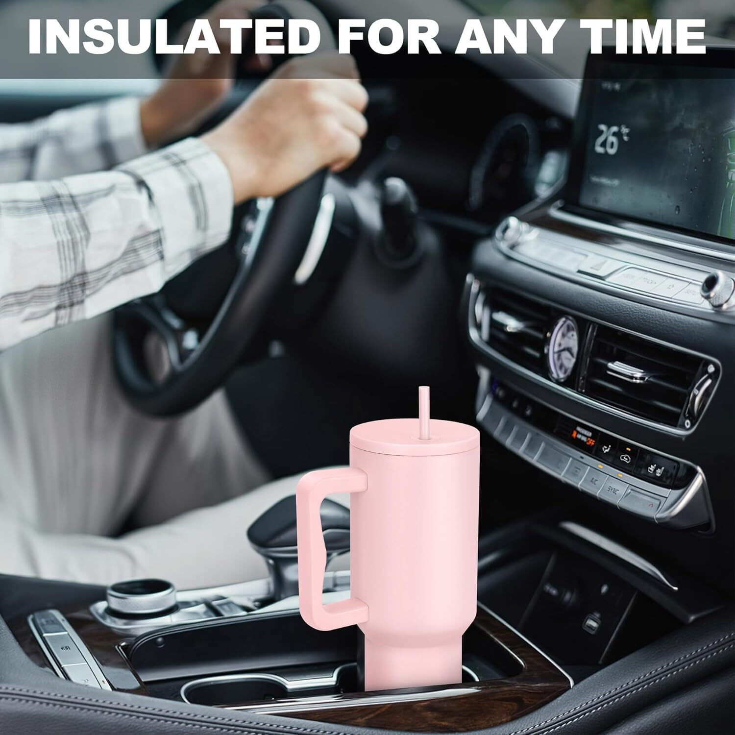 Cynvexa Tumbler With Lid And Straw 1200Ml Cup Stainless Steel Vacuum Insulated Tumbler For Water, Iced Tea Or Coffee 1.2L Office Gym Travelling (40 - Oz - Pink)
