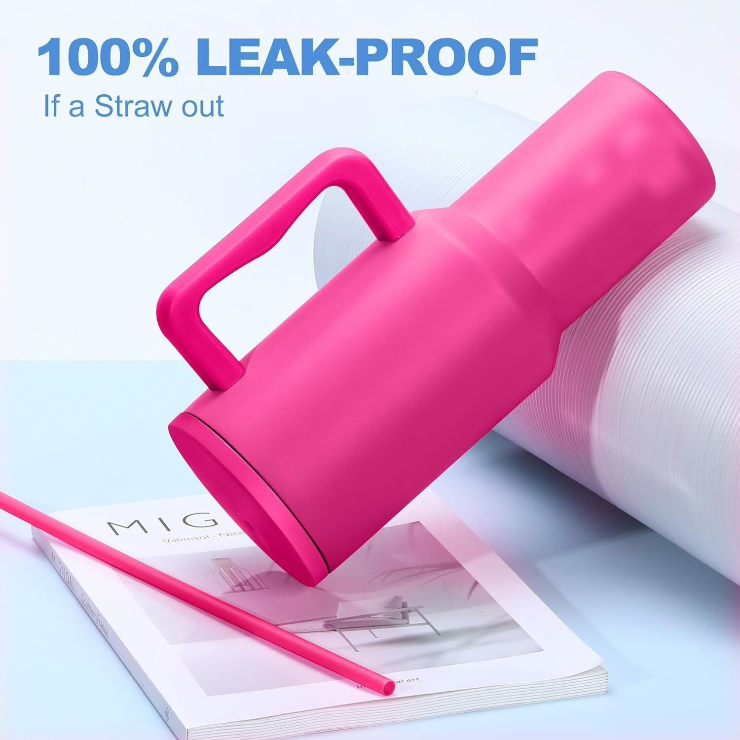 Cynvexa Tumbler With Lid And Straw 1200Ml Cup Stainless Steel Vacuum Insulated Tumbler For Water, Iced Tea Or Coffee 1.2L Office Gym Travelling (40-Oz- Raspberry Pink)