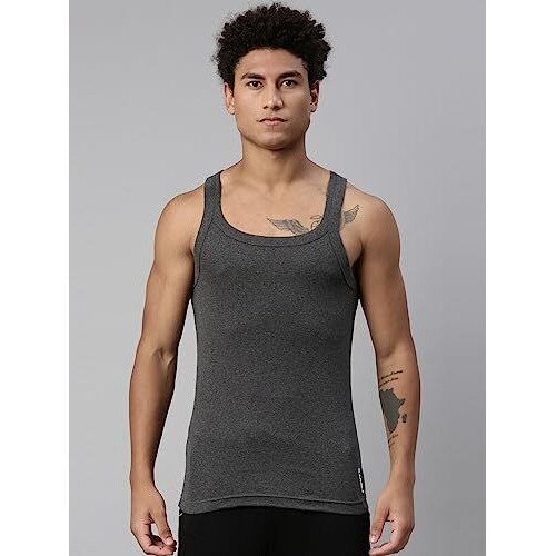 Levi's Men's Style 015 Sports Regular Fit Solid (015-Vest_Dk. Grey, Blue Melange_L)