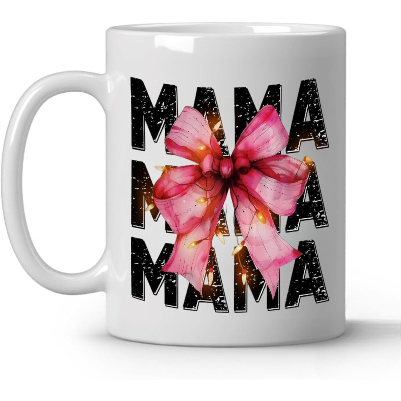 Funkyfinds Mama & Bow Design Printed Ceramic Mug 330 Ml Cute, Stylish Coffee Mug For Moms, Gift Idea For Mother's Day, Birthday, Or Any Special Occasion Printed Coffee Mug, Cute Pink Mug (Pack Of 1)