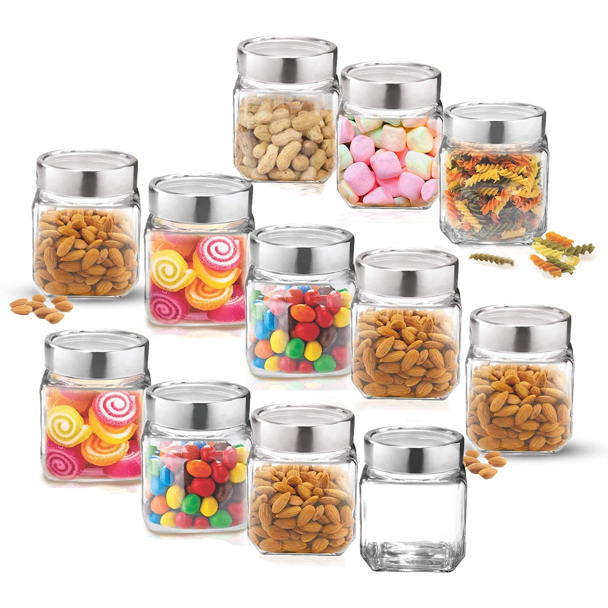 Vency Cube Jar 580Ml, Transparent Storage Container Glass Jar For Spices And More (Set Of 12)