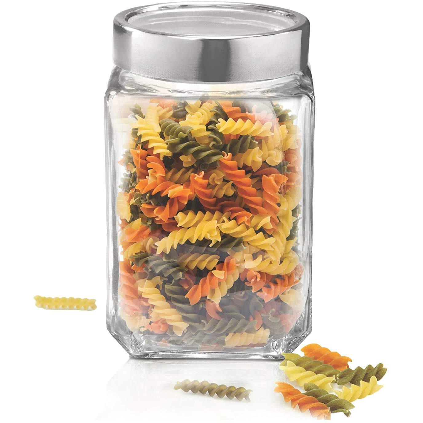 Vency Cube Jar 310Ml , Transparent Storage Container Glass Jar, Kitchen Glass Bottle For Spices (Set Of 3)