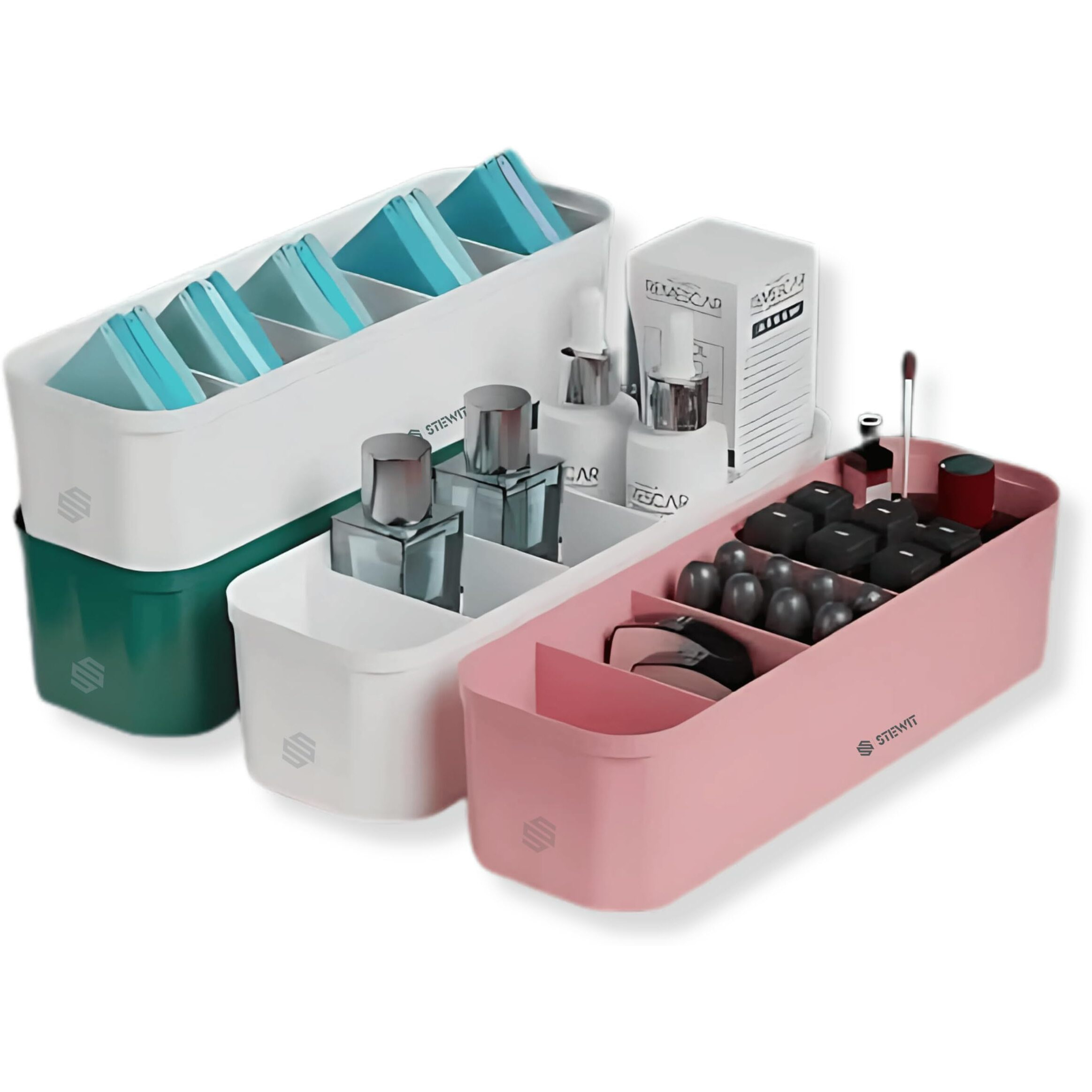 Stewit Drawer Organizers For Undergarments, Socks, Bras, Ties, Scarves, Wardrobe Storage Box Kitchen Tools (4 Pcs, Multicolor)