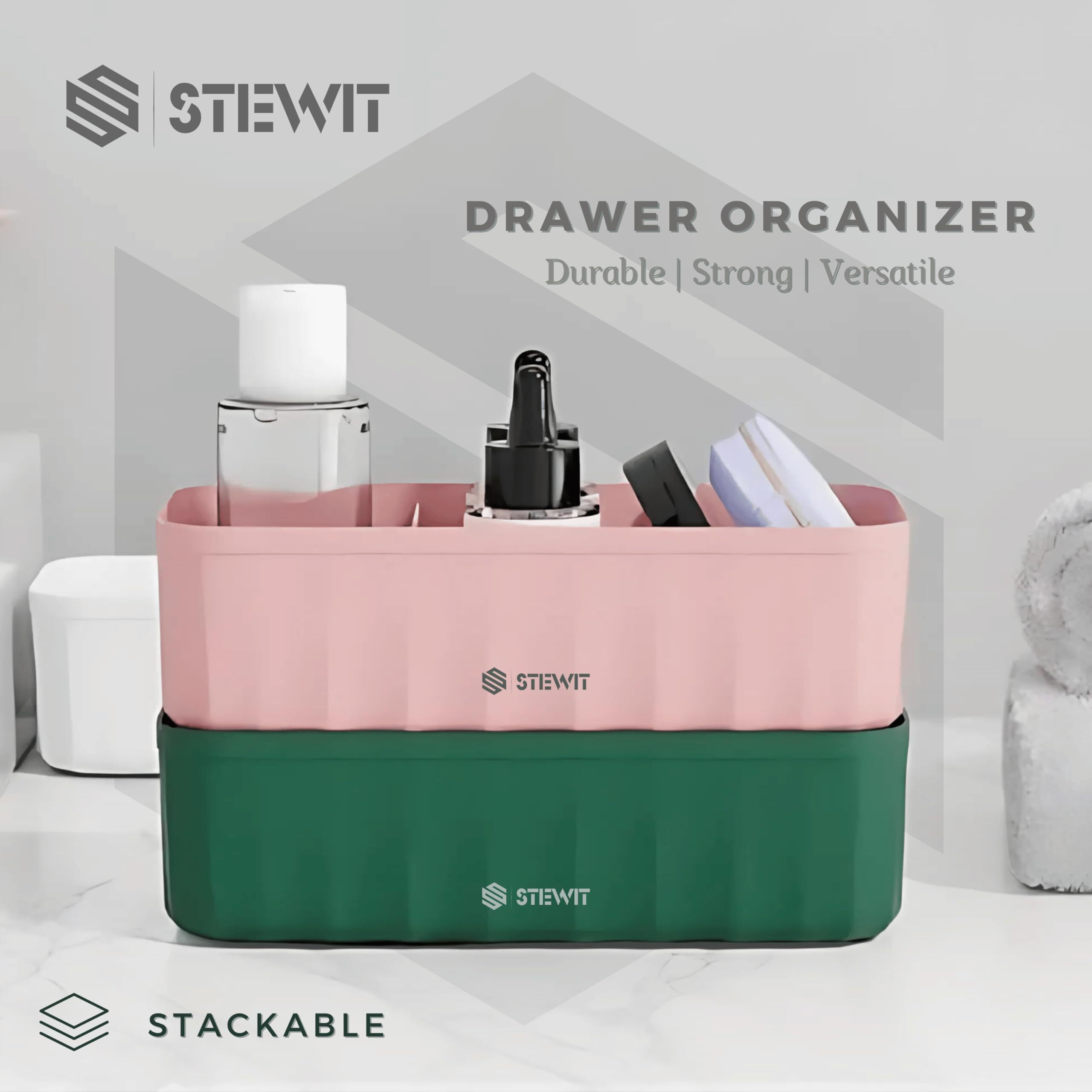 Stewit Drawer Organizers For Undergarments, Socks, Bras, Ties, Scarves, Wardrobe Storage Box Kitchen Tools (4 Pcs, Multicolor)