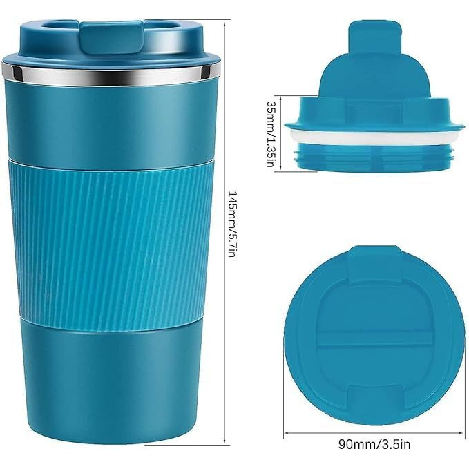 Wicharsh Travel Mug, Insulated Coffee Cup With Leakproof Lid, Vacuum Stainless Steel Double Walled Reusable Tumbler For Hot And Cold Water Coffee And Tea In Travel And Car (Blue - 510Ml)