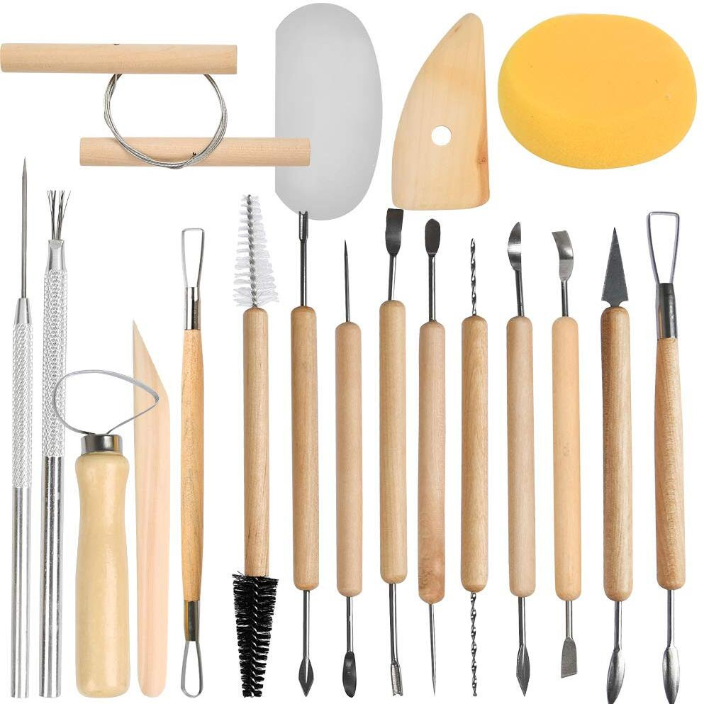 Atpwonz 19 Pcs Pottery Tools Clay Sculpting Tool Set, Ceramic Clay Carving Tools Set For Beginners Expert Art Crafts Kid's After School Pottery Classes Club Children Students