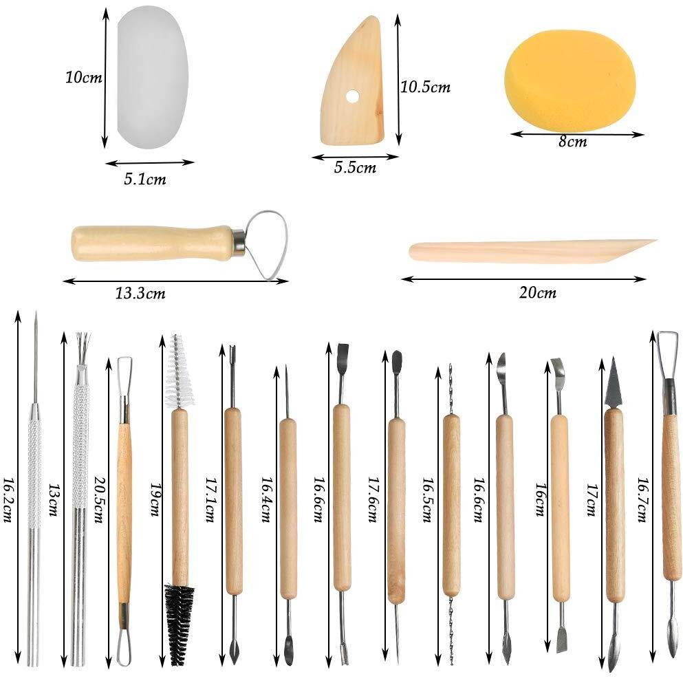 Atpwonz 19 Pcs Pottery Tools Clay Sculpting Tool Set, Ceramic Clay Carving Tools Set For Beginners Expert Art Crafts Kid's After School Pottery Classes Club Children Students