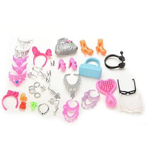 Idream Doll Accessories Set (40 Pcs) Includes Shoes, Bags, Mirror, Plastic Hangers, Comb, Bracelet, And More For Dolls Ideal Gift For Doll Lovers And Collectors,Multicolor