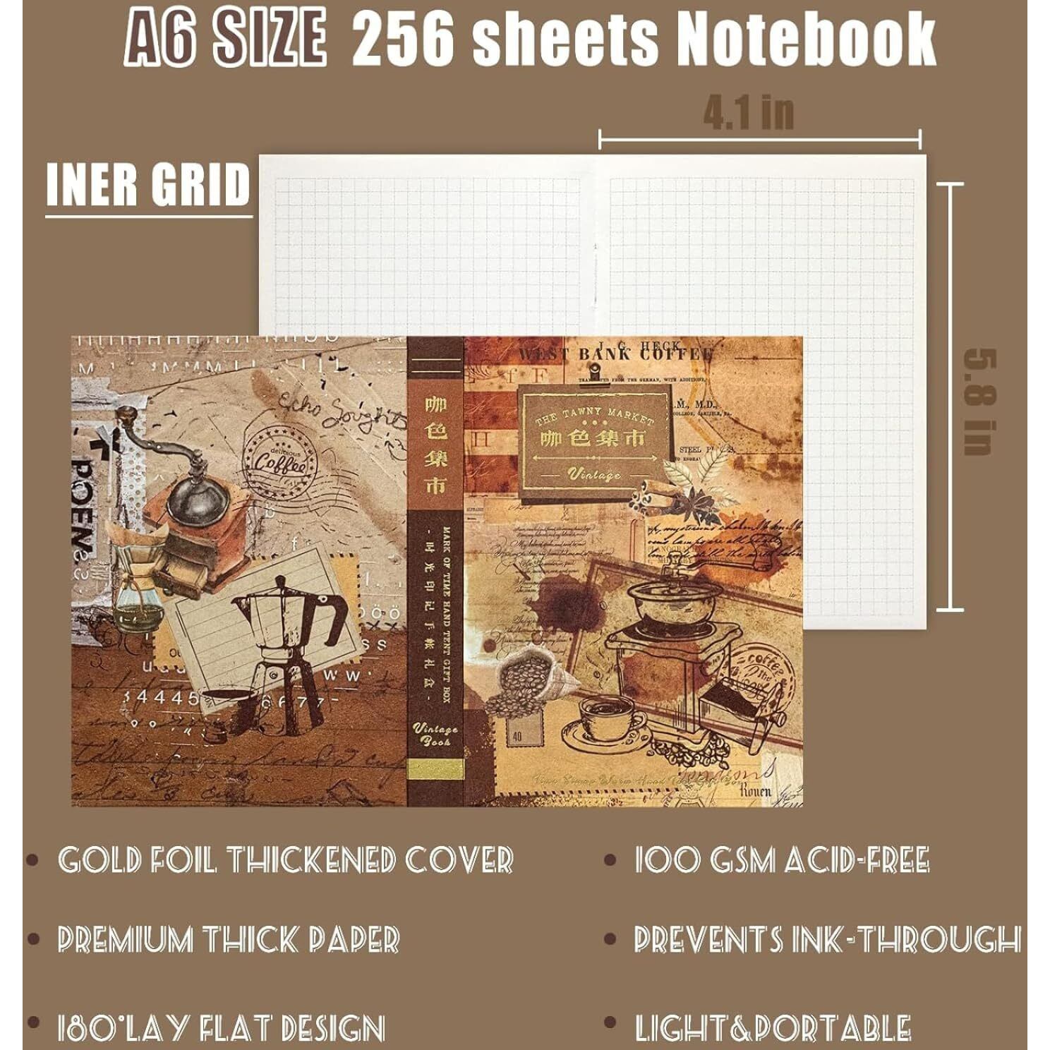 The Autostory Paper Junk Journal&Scrapbook Kit A6 Notebook,Stickers,Diy Set With Vintage Aesthetic&Creative Decor Journaling Supplies. Ideal Gifting For Teens,Girls(Coffee Bazaar,Coffee)