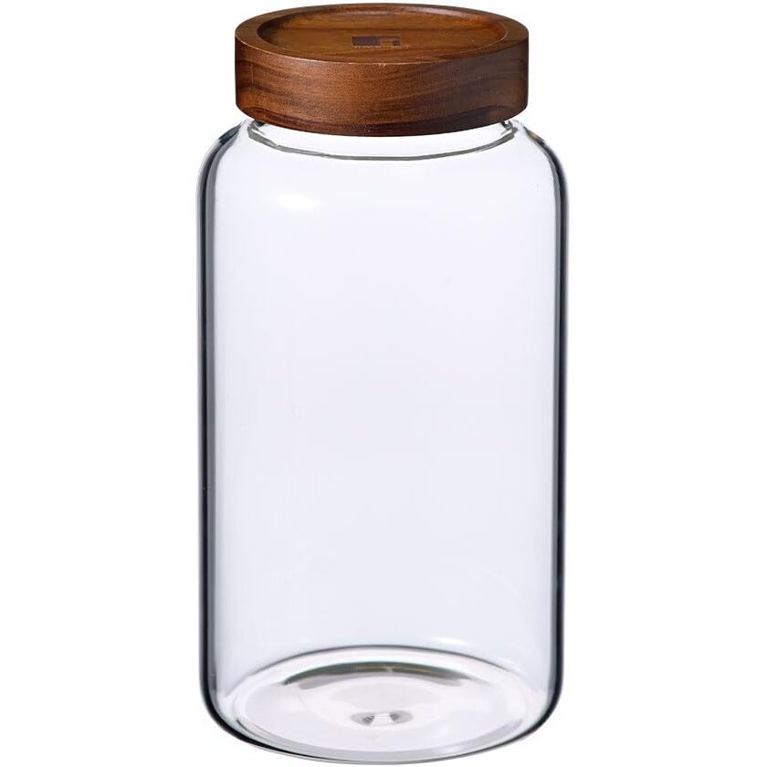 Bergner Acadia Borosilicate 2600Ml Glass Jar With Solid Wood Lid, For Storing And Preserving Sugar, Flour, Tea, Coffee, Spices, Biscuits, Oats | Airtight Multipurpose Glass Container For Kitchen