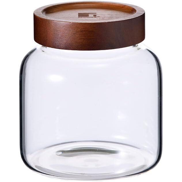 Bergner Acadia Borosilicate 1300Ml Glass Jar With Solid Wood Lid, For Storing And Preserving Sugar, Flour, Tea, Coffee, Spices, Oats | Airtight Multipurpose Glass Container For Kitchen