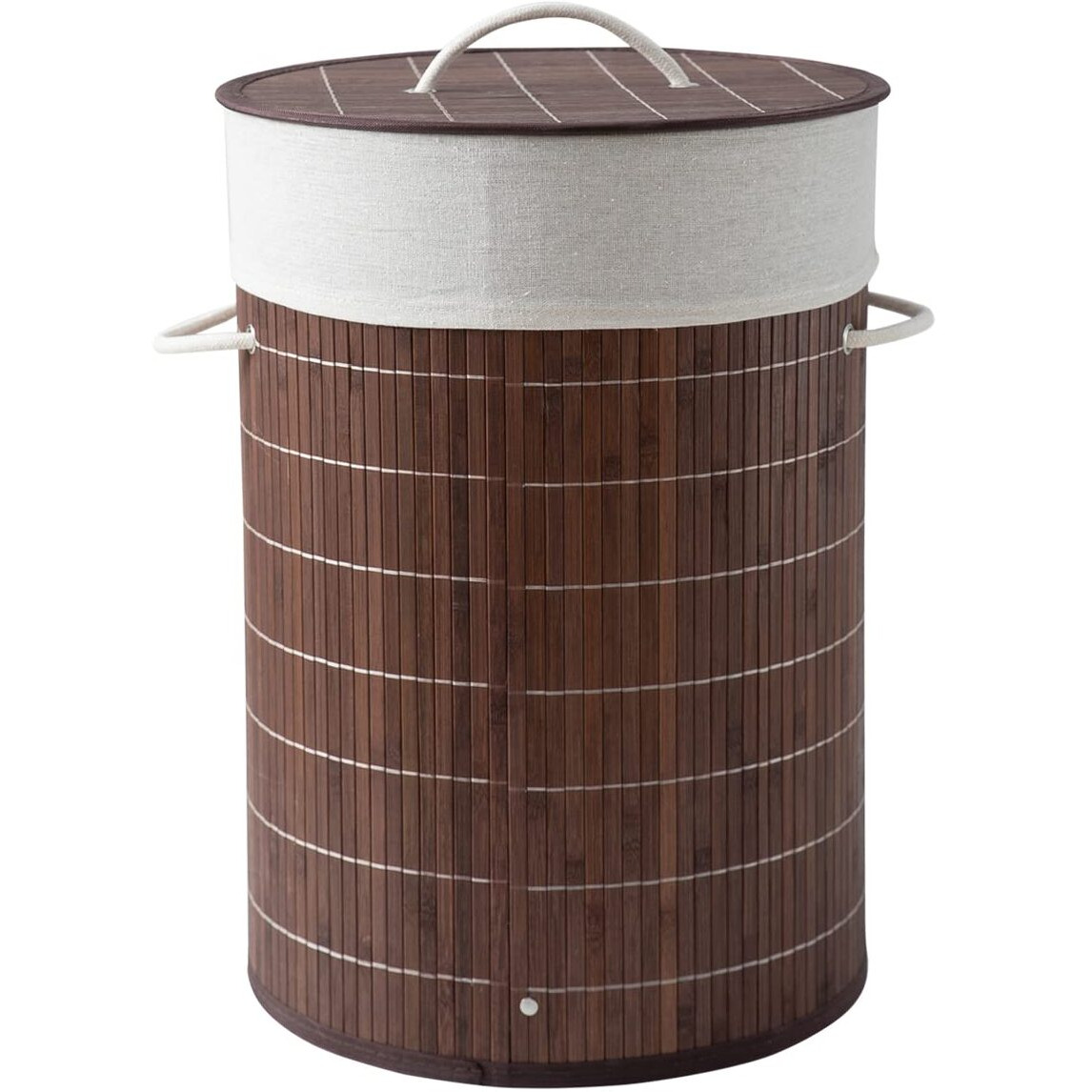 Homestorie Eco-Friendly Foldable Bamboo Laundry Basket Hamper With Lid, Large - 57 Liter (Coffee Brown)