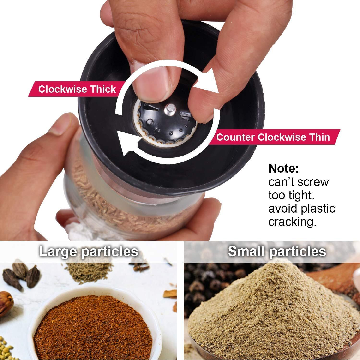 Zhart Salt Pepper Grinder, Spice Grinder Made Of High Strength Glass. Suitable For Kitchen, Barbecue, Restaurant Accessories/Spices