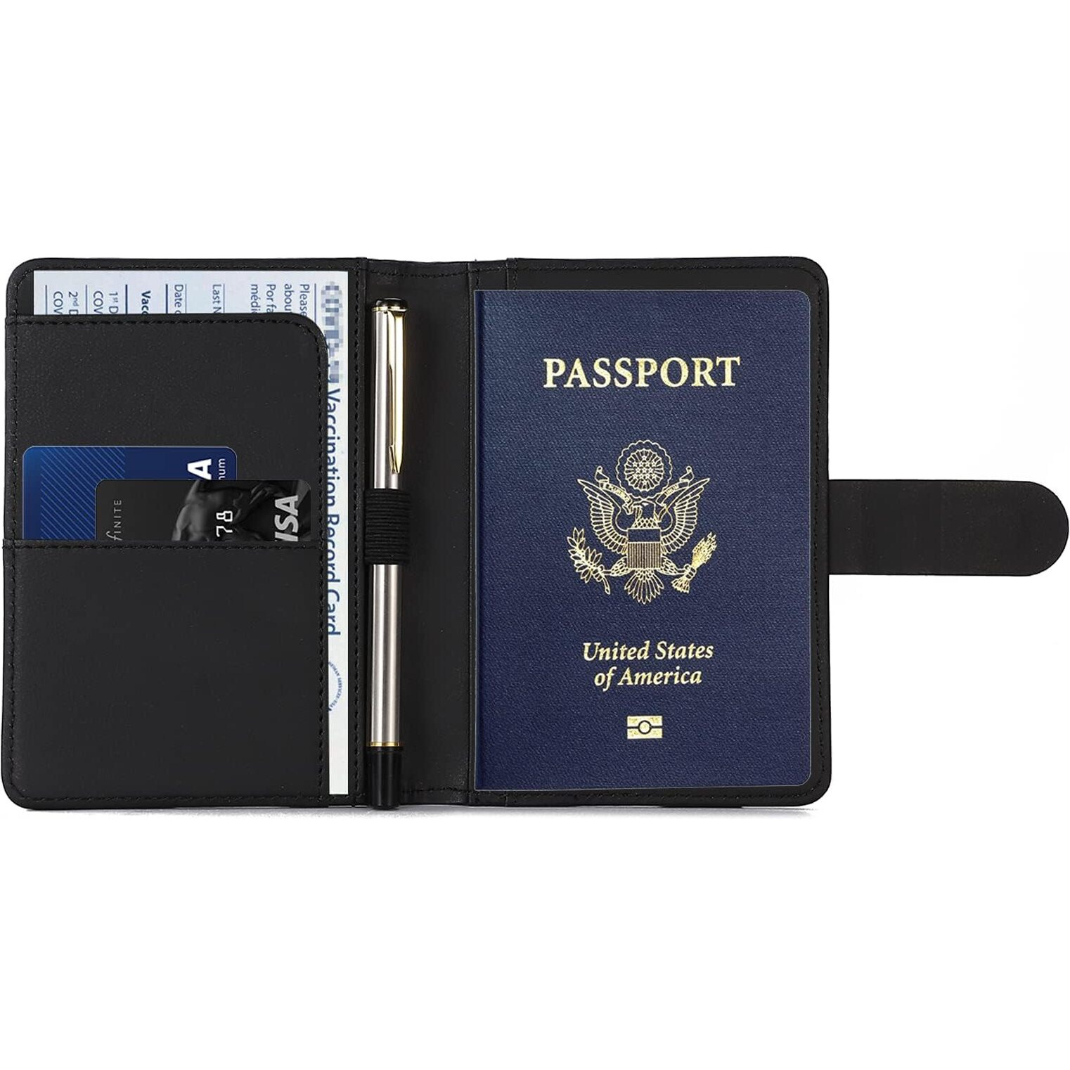 Neouth Premium Leather Passport Holder Covers Case Waterproof Rfid Blocking Travel Wallet Passport Holder With Pen Holder Cute Passport Book For Women Men Black