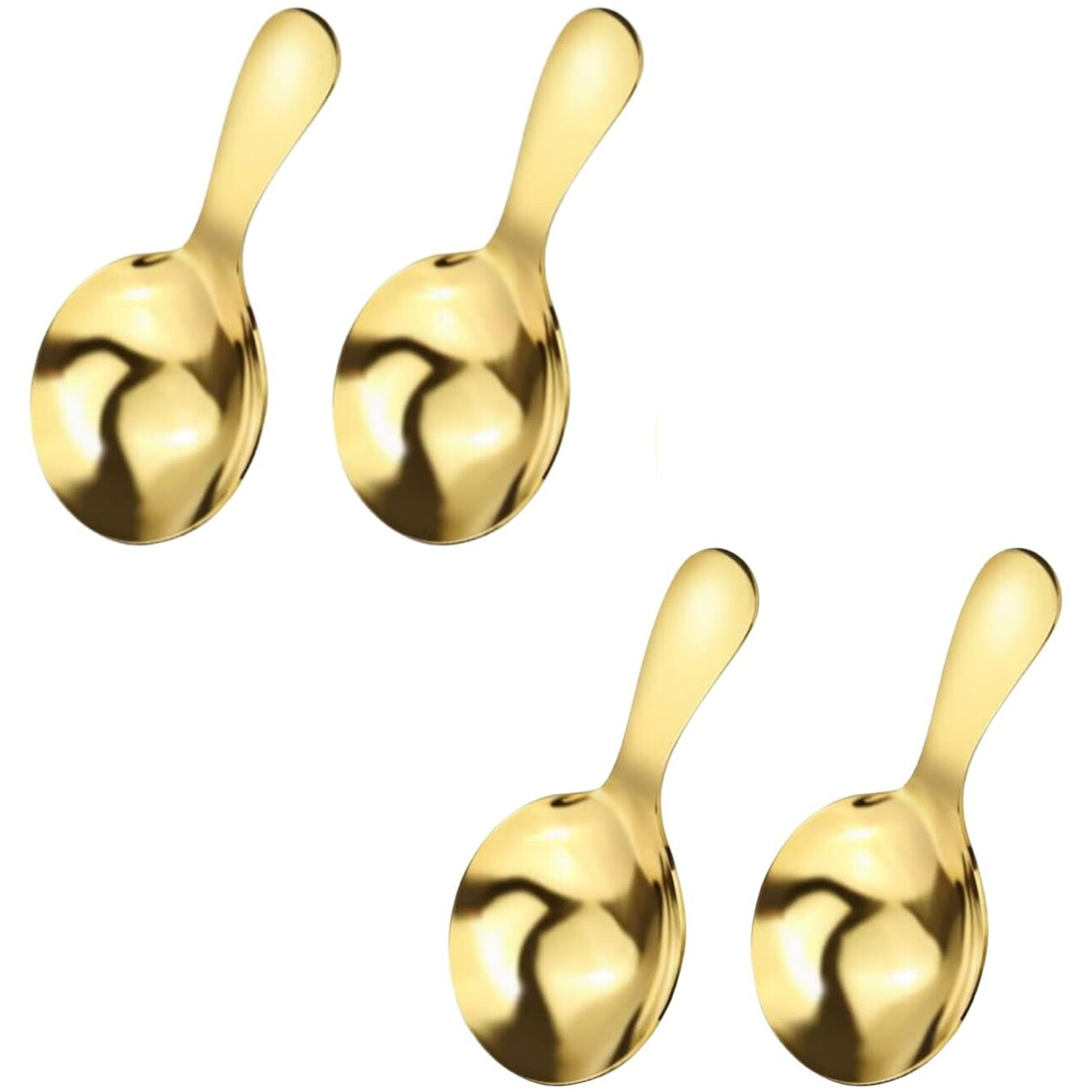 Neouth 4 Pieces Golden Stainless Steel Short Handle Small Spoons Soup Spoons Condiments Spoon Dessert Spoon Salt Sugar Spoon Cute Tiny Tea Coffee Spoons Ice Scream Cake Spoons