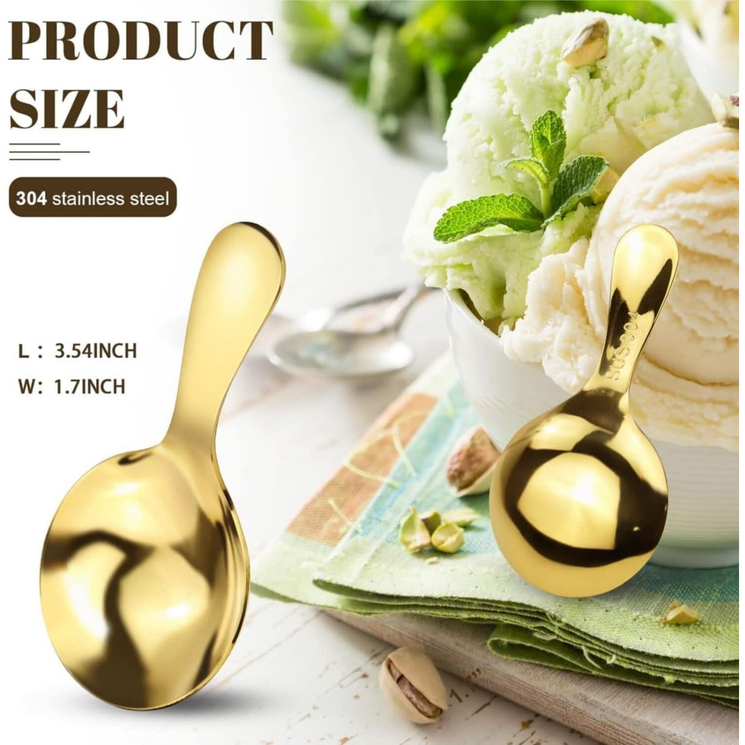 Neouth 4 Pieces Golden Stainless Steel Short Handle Small Spoons Soup Spoons Condiments Spoon Dessert Spoon Salt Sugar Spoon Cute Tiny Tea Coffee Spoons Ice Scream Cake Spoons