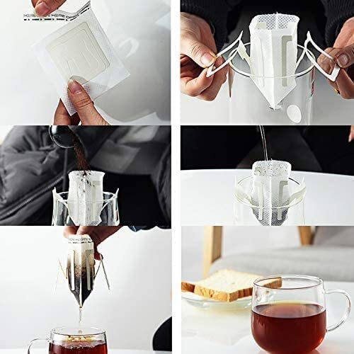 Mtroyaldia 50 Pieces Portable Coffee Filter Paper Bag Hanging Ear Drip Coffee Bag Single Serve Disposable Drip Coffee Filter Bag Perfect For Travel, Camping, Home