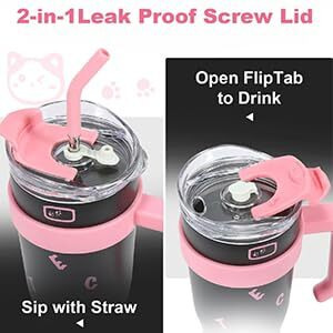 Topprosper 40 Oz Tumbler With Handle, Large Insulated Tumblers With Straw And Lid, Stainless Steel Vacuum Travel Coffee Mug Cup (Black)