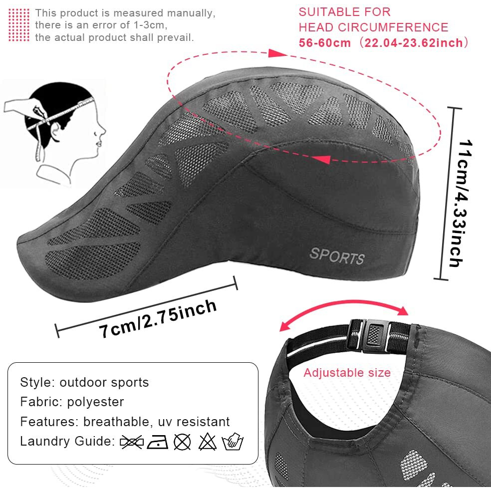 Oligitdi Hat For Men Woman Sports Cap Sun Hat Quick Drying Soft Polyester Fiber Adjustable For Unisex (Adjustable 56-60 Cm) (Dark Gray)