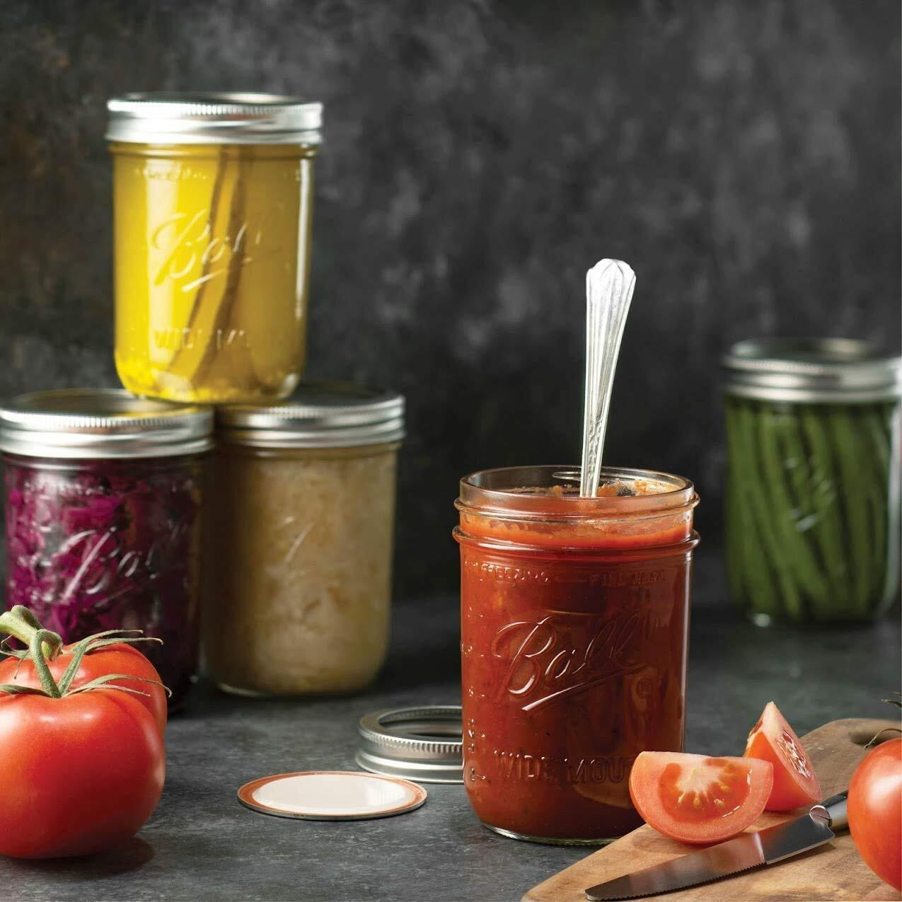 Ash & Roh Glass Mason Jars Full Mouth - Glass Jars With Metal Airtight Lids Perfect Meal Prep, Food Storage, Canning, Drinking Jars, For Jelly, Jam, Dry Food, Spices, Herbs-500 Ml (2) - Clear
