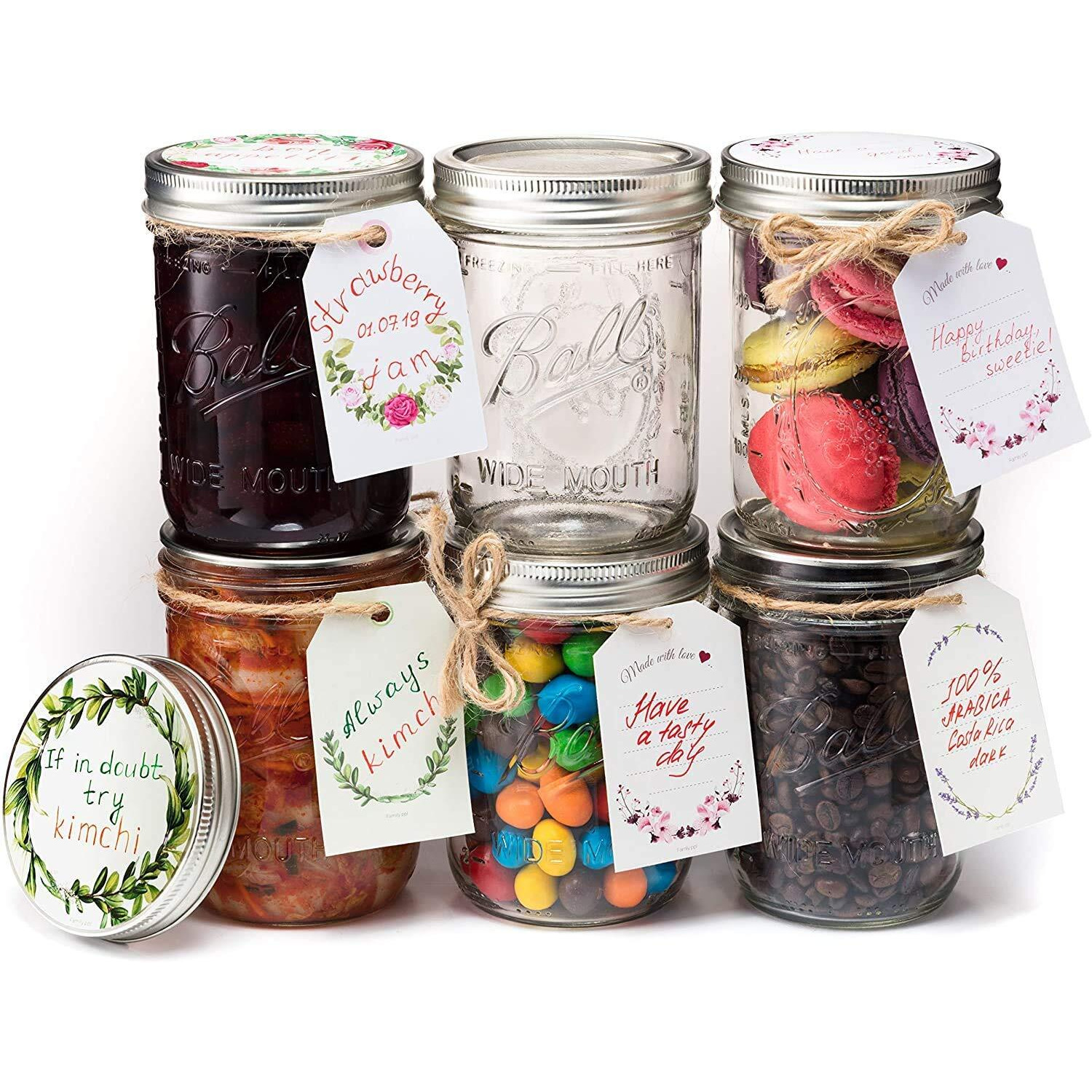 Ash & Roh Glass Mason Jars Full Mouth - Glass Jars With Metal Airtight Lids Perfect Meal Prep, Food Storage, Canning, Drinking Jars, For Jelly, Jam, Dry Food, Spices, Herbs-500 Ml (2) - Clear