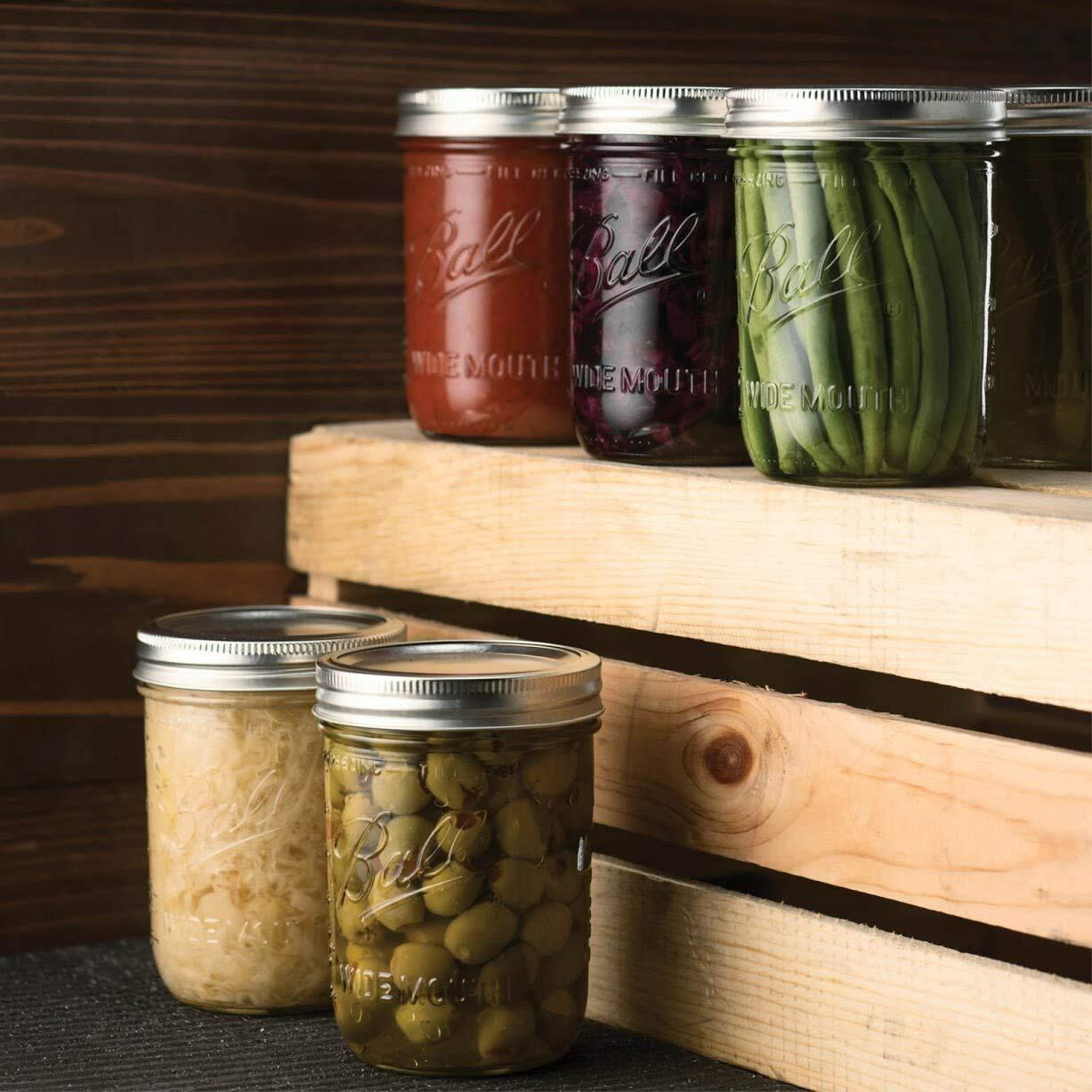 Ash & Roh Glass Mason Jars Full Mouth - Glass Jars With Metal Airtight Lids Perfect Meal Prep, Food Storage, Canning, Drinking Jars, For Jelly, Jam, Dry Food, Spices, Herbs-500 Ml (5, Clear)