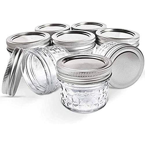 Ginoya Brothers Wide Mouth Mini Glass Jars With Metal Lid For Jam, Jelly, Baby Food, Crafts, Spices, Dry Food Storage -100 Ml. (12 Pieces)