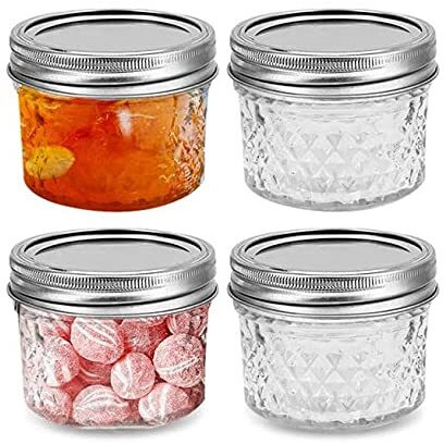 Ginoya Brothers Wide Mouth Mini Glass Jars With Metal Lid For Jam, Jelly, Baby Food, Crafts, Spices, Dry Food Storage -100 Ml. (4 Pieces)