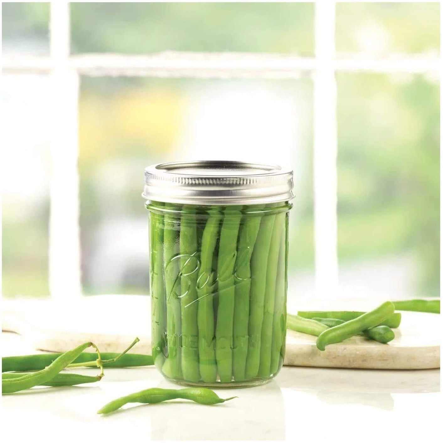 Ash & Roh Glass Mason Jars Full Mouth - Glass Jars With Metal Airtight Lids Perfect Meal Prep, Food Storage, Canning, Drinking Jars, For Jelly, Jam, Dry Food, Spices, Herbs-500 Ml (6) - Clear