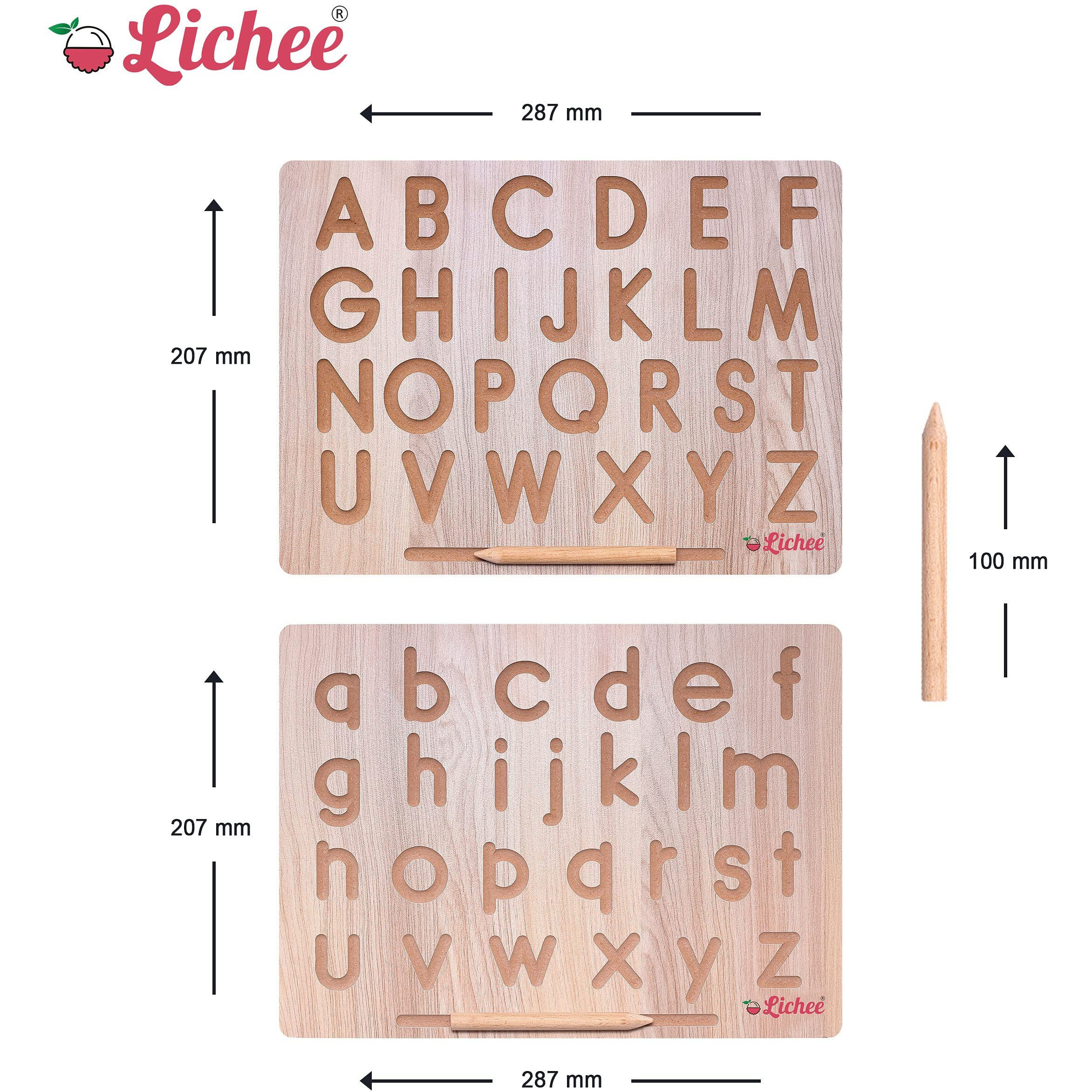 Lichee English Capital Alphabet Letters Learning Educational Puzzle Toy | Capital Word Acbd | Educational Puzzle Toys For 2+ Years Old Kids (Combo Of 2 Board Alphabet, Number And Patten)