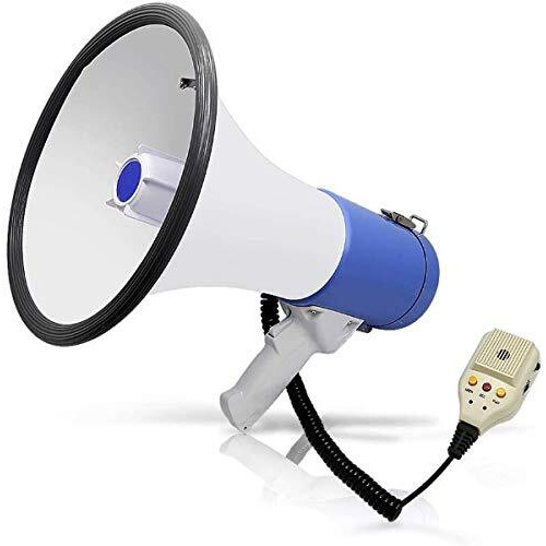 Kh Megaphone Pa Bullhorn Speaker - Built-In Siren 50 Watts - 10 Sec Record Function For Portable Lightweight Strap Detachable Pa - Professional Outdoor Voice For Police Safety Drills & Sports