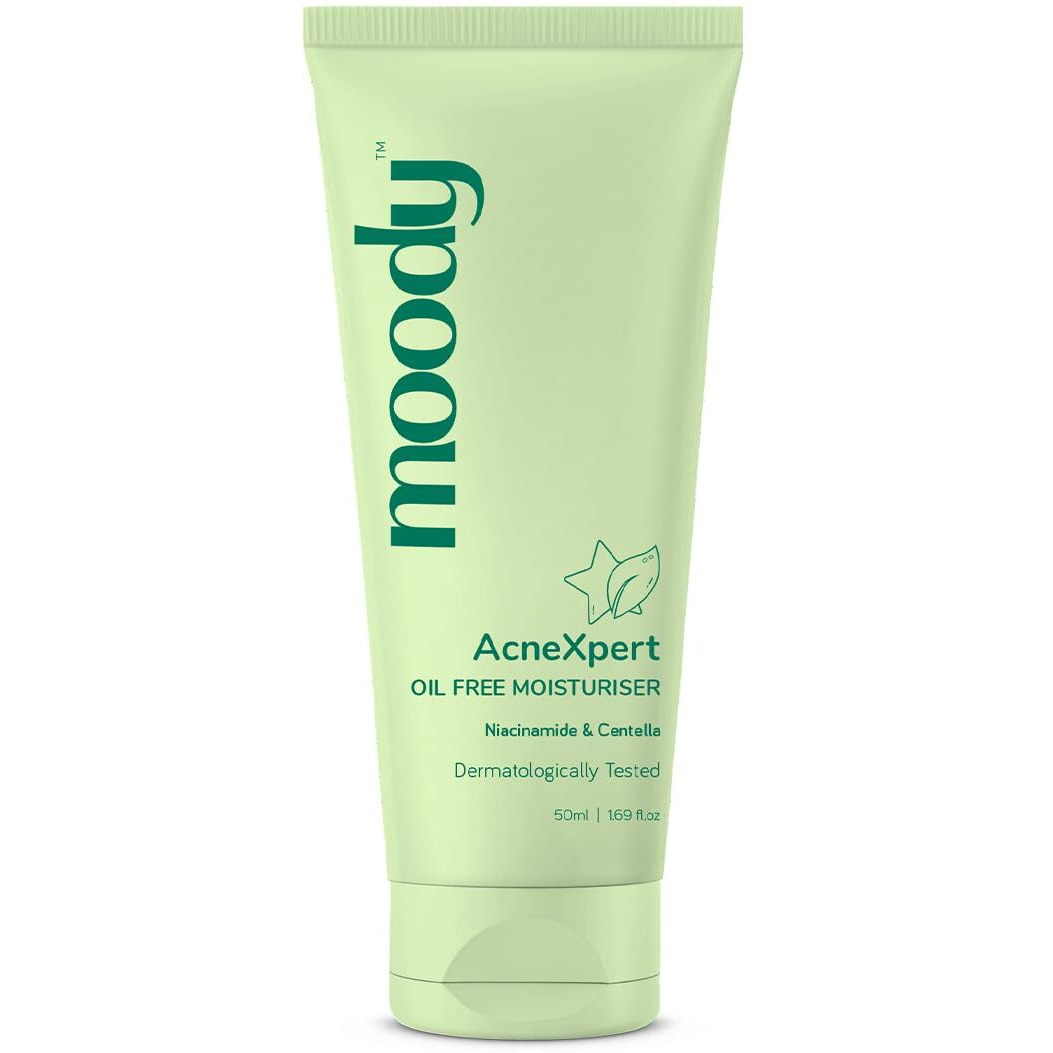 Moody Acnexpert Oil Free Moisturiser With Green Tea & Squalane | Reduces Blemishes, Excess Oil & Acne Marks For Radiant & Even Skin Tone | Non-Greasy & Light Weight Moisturizer For All Skin Type, 50Ml